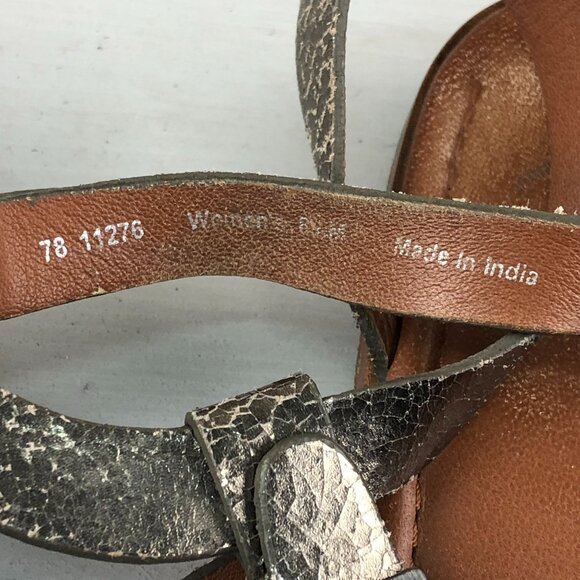 Johnston & Murphy Women's 8.5M Tia Distressed Gold Strappy Buckle Flats Sandals - Picture 13 of 14